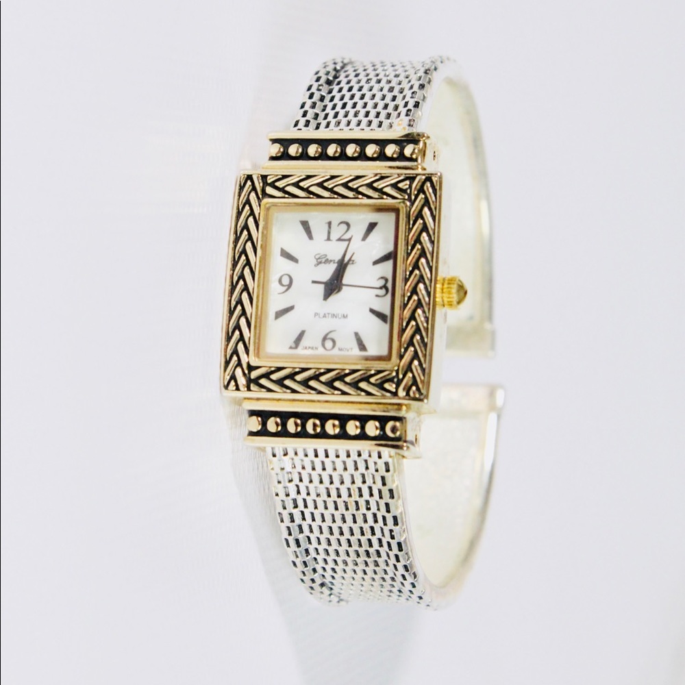 2 Vintage Geneva Platinum gold bracelet watches